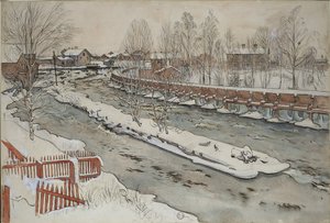 The Timber Chute, Winter Scene, from A Home series by Carl Larsson