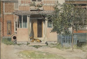 The Veranda. From A Home (26 watercolours) by Carl Larsson