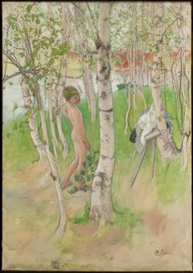 Ulf, Nude Boy among Birches by Carl Larsson