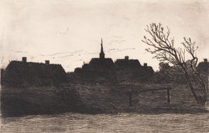 Hornbæk Church, Summer Evening by Carl Locher