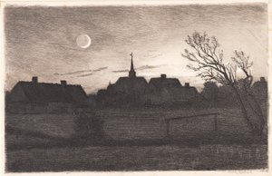 Hornbæk Church, Summer Evening by Carl Locher