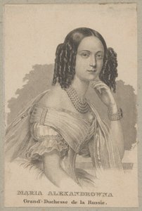 Maria Alexandrovna (born as Maximiliana Wilhelmina Maria von Hessen-Darmstadt, 1824 Darmstadt - 1880 Petersburg) – youngest daughter of Louis II of Hesse and Wilhelmina of Baden, Duchess of Hesse, Empress of Russia as the wife of Tsar Alexander II by Carl Mayer