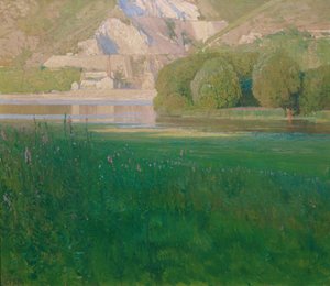 Twilight. Quarry on the Danube