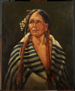 Indian with striped blanket