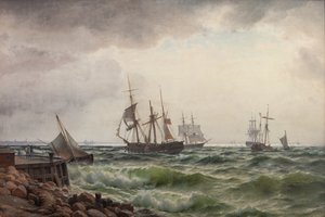 Ships Near Land After a Shower