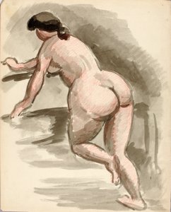 Female Nude Leaning on Left Knee