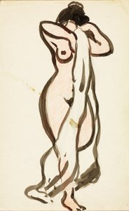 Standing Female Nude with Drape by Carl Newman