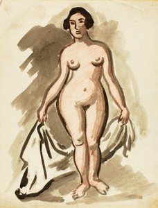 Standing Female Nude with Drape by Carl Newman