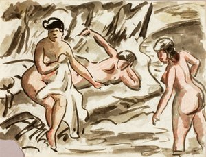 Three Female Nudes by Carl Newman
