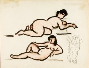 Two Reclining Female Nudes by Carl Newman