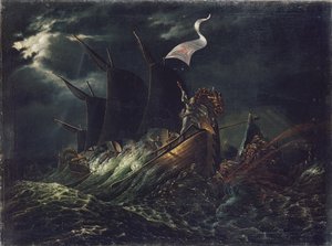 Frithjof kills two ocean trolls by Carl Peter Lehmann