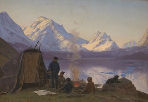 A Greenland Settlement by a Fjord. Summer by Carl Rasmussen