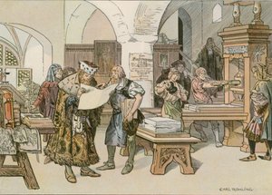 John Cicero Attending the First Book Printer in Stendal in 1490 by Carl Rohling