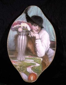 Portrait of a Girl by a Vase of Flowers by Carl Schlosser