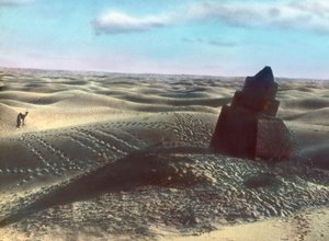 Milestone in the desert, image date: circa 1910, Carl Simon Archive by Carl Simon