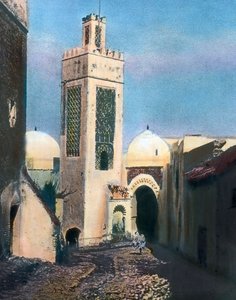 Minaret of Sidi Saidi Mosque, Tetouan, Northern Morocco, circa 1910. Carl Simon Archive