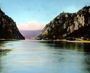 The Iron Gates, a gorge on the Danube river, Romania, circa 1920
