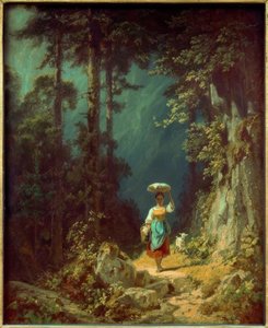 Girl with Goat in Mountain Valley I