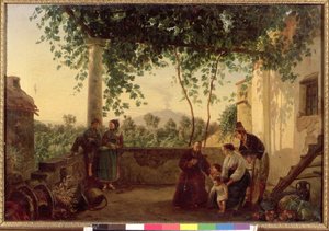 Terrace of a House Near Naples with a View of Mount Vesuvius by Carl Wilhelm Goetzloff