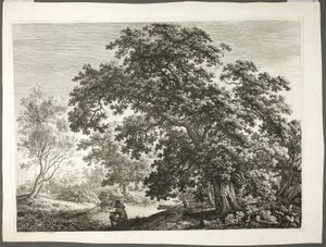 Fisherman in Wooded Landscape by Carl Wilhelm Kolbe the elder