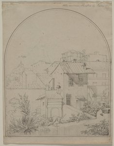 View from My Window in Rome (recto) Soldier in a Landscape (verso) by Carl Wilhelm Tischbein