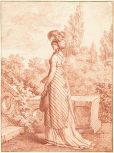 A Fashionable Woman Standing in a Park by Carle Vernet