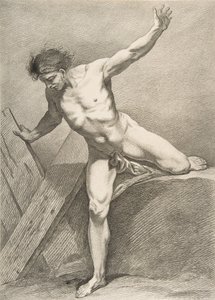 An Académie: Striding Man Leaning on a Plank