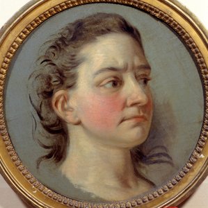 Portrait of Mademoiselle Clairon. Josephe Leris de La Tude known as Mademoiselle Clairon (1723-1803), interpreter of Voltaire. Painting by Carle Van Loo (1705-1765)