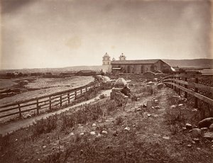 Santa Barbara and Mission Church by Carleton Emmons Watkins