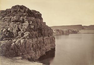 The Dalles, Extremes of High & Low Water, 92 ft. / Head of the Dalles, Columbia River, Oregon by Carleton Watkins