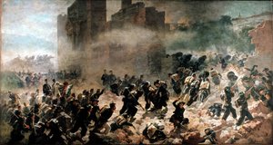 La breche de la Porta Pia, Rome. Painting by Carlo Ademollo