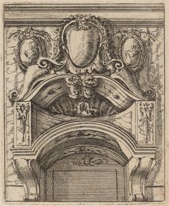 Architectural Motif with Three Shields, Two with Figures by Carlo Antonio Buffagnotti