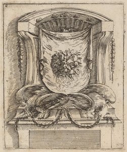 Architectural Motif with a Drape with Fruit by Carlo Antonio Buffagnotti