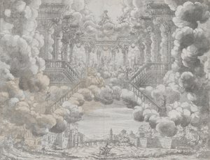 Stage Design with Allegorical Figures on a Staircase, from 