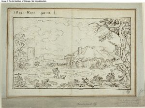 Rural Crossroads, with Farm Buildings in Foreground by Carlo Antonio Tavella