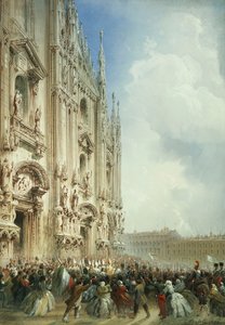 The War in Italy: The Arrival of the Emperor Napoleon III and the King of Sardinia at the Duomo, Milan