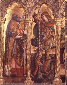 St. Nicholas and St. Michael, (detail) from the San Martino Polyptych