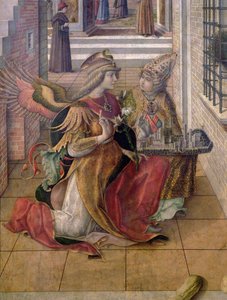 The Annunciation with St. Emidius, detail of the Archangel Gabriel with the Saint