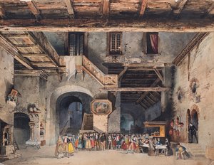 Set design for the Opera La forza del destino by Giuseppe Verdi by Carlo Ferrario