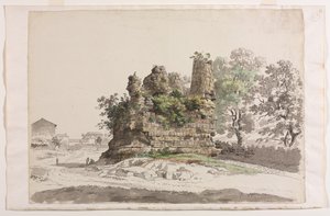 The So-Called Sepulcher of the Curiatii Brothers at Albano, with the Church of the Madonna by Carlo Labruzzi