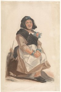 Man Dressed as a Woman with Rosary, Sitting (Basana) (Portraits of Facetious People to Entertain the Florentine Public) by Carlo Lasinio