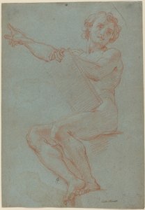 A Seated Man Holding a Tablet by Carlo Maratta