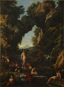 Landscape with Diana and Actaeon by Carlo Maratta or Maratti