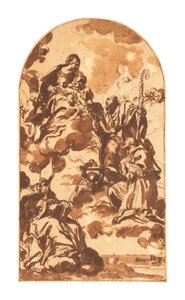 The Madonna and Child appearing to Saints Ambrosius, Francis of Sales and Nicholas of Bari