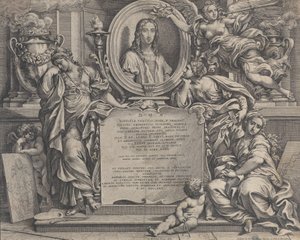Frontispiece with Oval Portrait of Raphael, with Three Allegorical Figures of the Arts, 1675 by Carlo Maratti