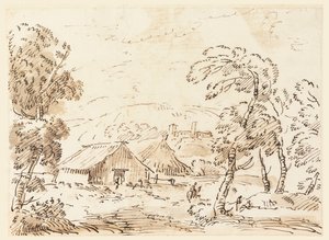 A Peasant’s Dwelling and a Castle in Mountainous Countryside