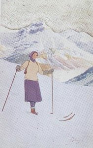Skier on the Slopes of Engelberg, Switzerland