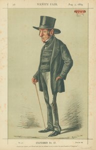 The Duke of Somerset, Proud and sincere yet liberal and just he refused to serve under this most humble of Premiers, 7 August 1869, Vanity Fair cartoon by Carlo Pellegrini