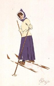 Woman Turning on Skis