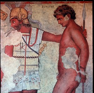 Representation of the sacrifice of Trojan prisoners in tribute to Patroclus (reproduction) by Carlo Ruspi